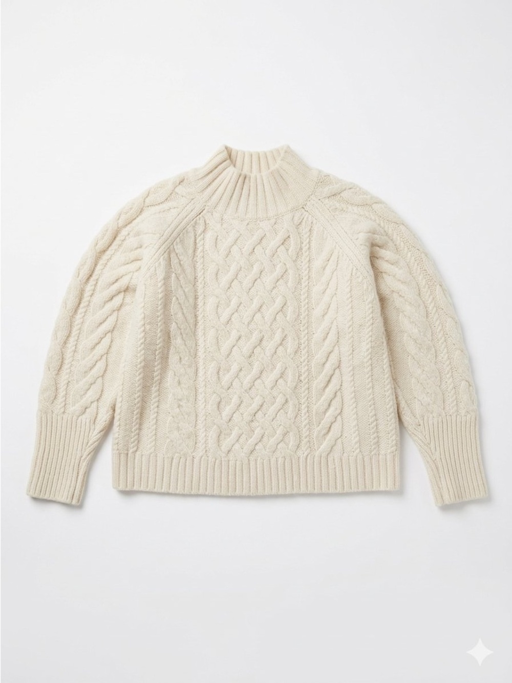 Gap Vintage Chunky Crop Wool Blend Cable-Knit Mock Neck Sweater